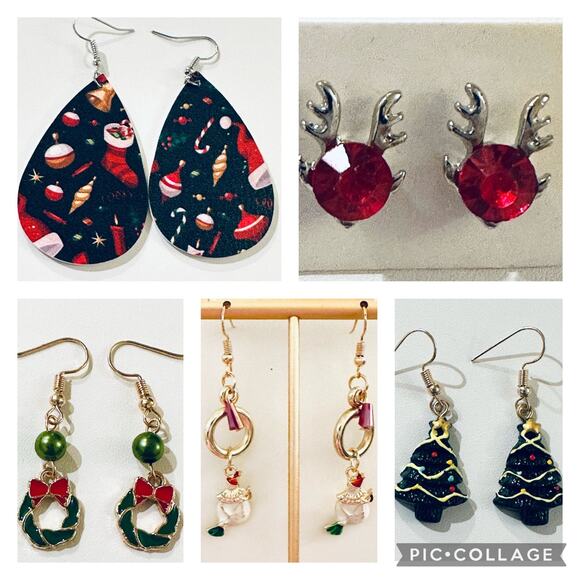 5 Pairs Assorted Christmas Earrings - Picture 1 of 6
